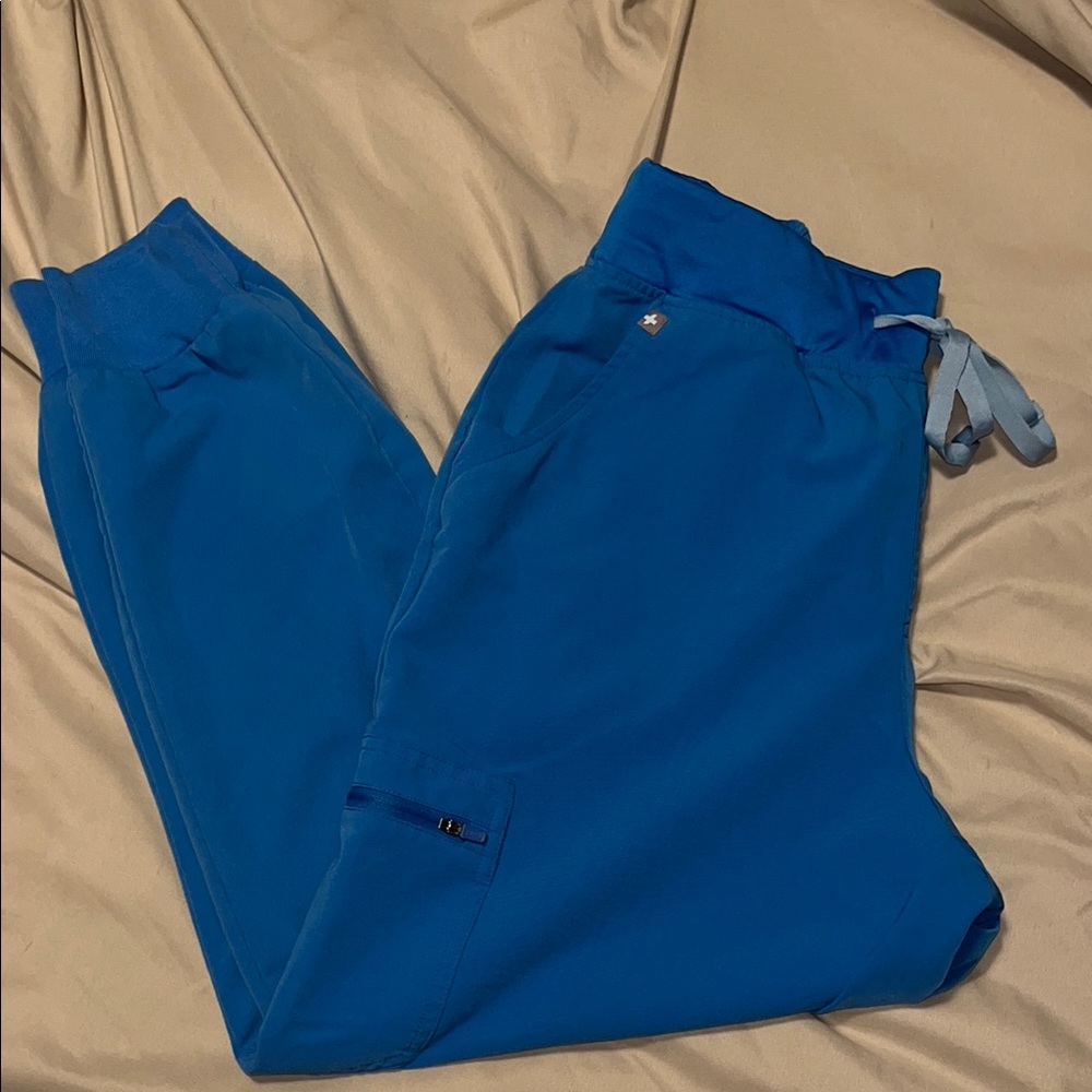 Figs - Capri blue, large petite, Zamora high waisted scrub pants